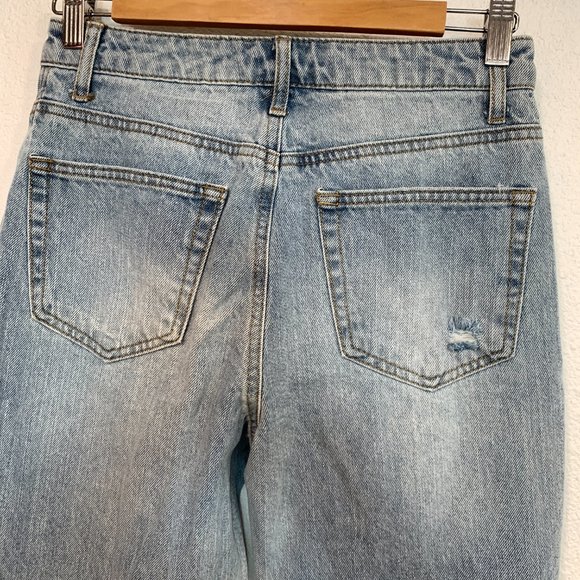 Vanilla Star 90s Boyfriend Jeans Raw Hem Distressed Button Fly W25"xL25" Size 1 - Picture 10 of 11